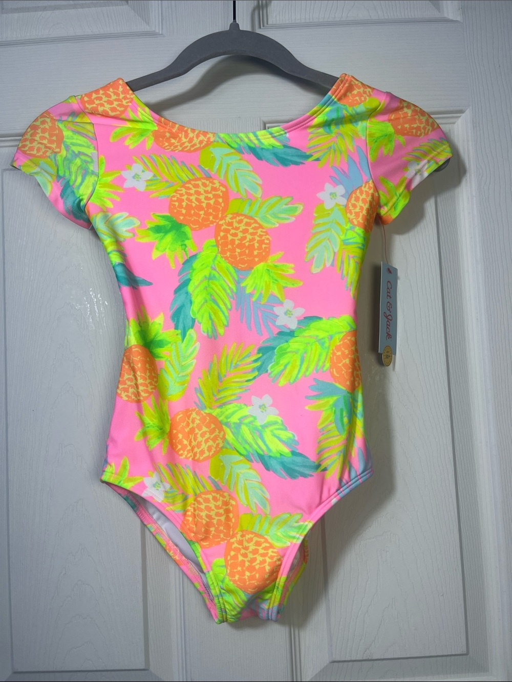 Cat & Jack Neon Pink Pineapple One-Piece Swimsuit